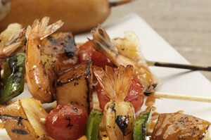 Grilled Asian Shrimp Skewers with Pears