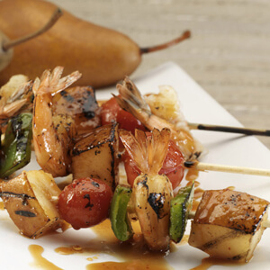 Grilled Asian Shrimp Skewers with Pears