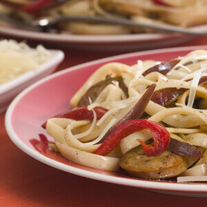 Fettuccini w Spicy Chicken Sausage and Pears