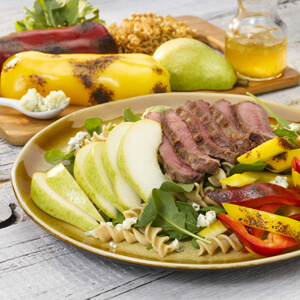 Grilled Steak Pepper and Pear Salad