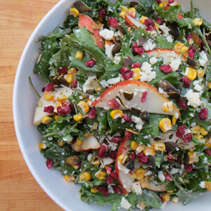 Kale and Pear Salad with Lime-Yogurt Dressing