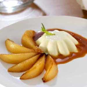 Tarragon Panna Cotta with Pear Caramel