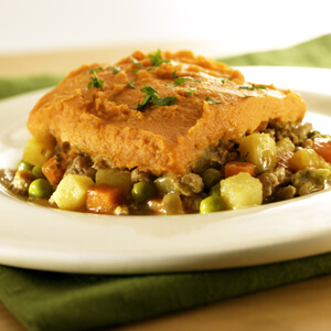 Shepherd's Pie with Turkey Pear and Sweet Potatoes