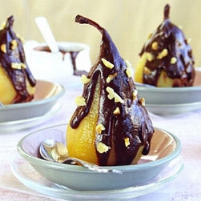 Poached Pears in Chocolate