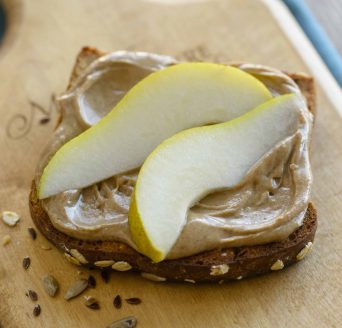 pear almond butter toast